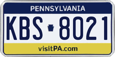 PA license plate KBS8021