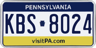 PA license plate KBS8024