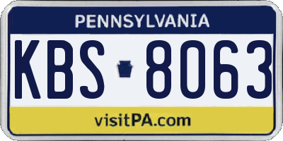PA license plate KBS8063