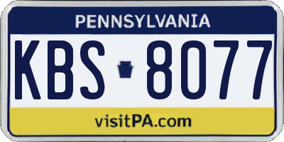 PA license plate KBS8077