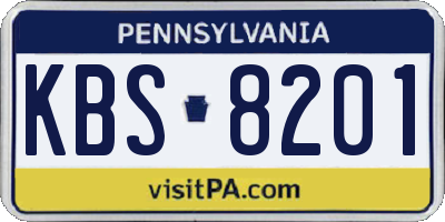 PA license plate KBS8201
