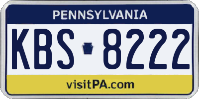 PA license plate KBS8222