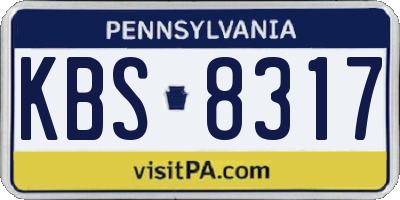 PA license plate KBS8317