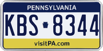 PA license plate KBS8344
