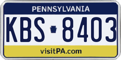 PA license plate KBS8403