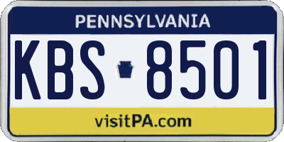 PA license plate KBS8501