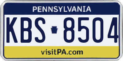 PA license plate KBS8504