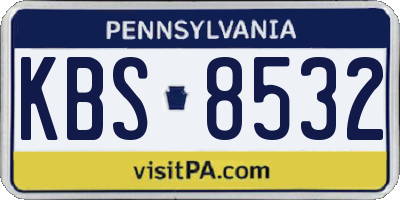 PA license plate KBS8532