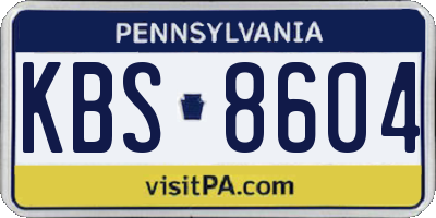 PA license plate KBS8604