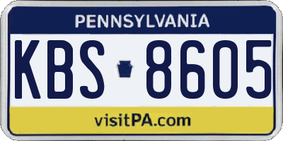 PA license plate KBS8605