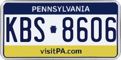 PA license plate KBS8606