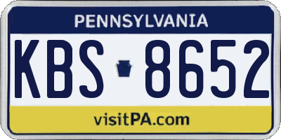 PA license plate KBS8652