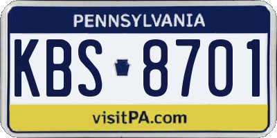 PA license plate KBS8701