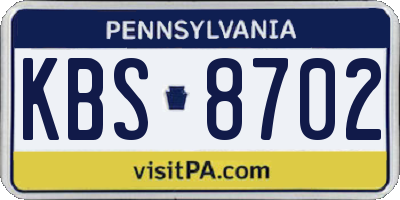 PA license plate KBS8702