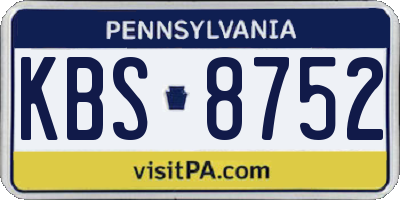 PA license plate KBS8752