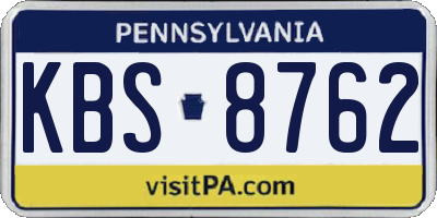 PA license plate KBS8762