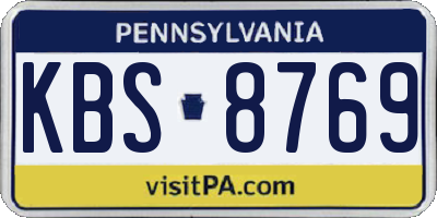 PA license plate KBS8769