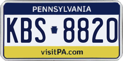 PA license plate KBS8820