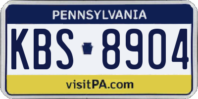 PA license plate KBS8904