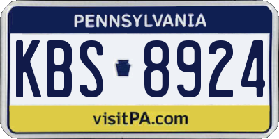 PA license plate KBS8924