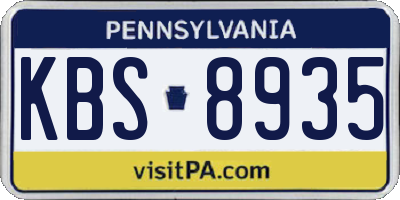PA license plate KBS8935