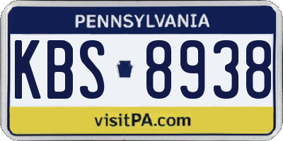 PA license plate KBS8938