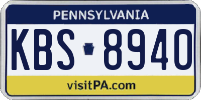 PA license plate KBS8940