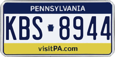 PA license plate KBS8944