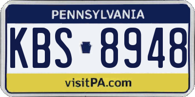 PA license plate KBS8948