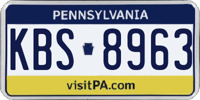 PA license plate KBS8963
