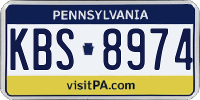 PA license plate KBS8974