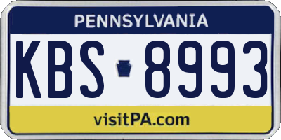 PA license plate KBS8993