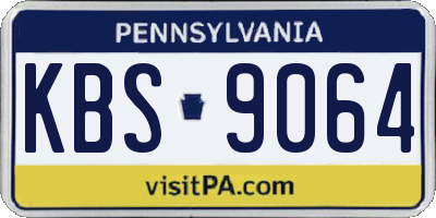 PA license plate KBS9064