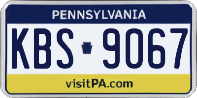 PA license plate KBS9067