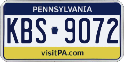 PA license plate KBS9072