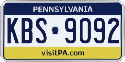 PA license plate KBS9092