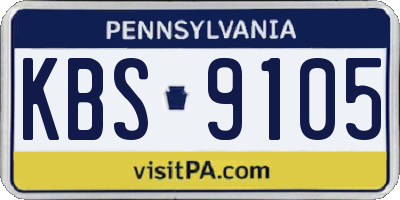 PA license plate KBS9105