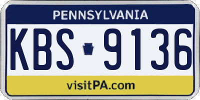 PA license plate KBS9136