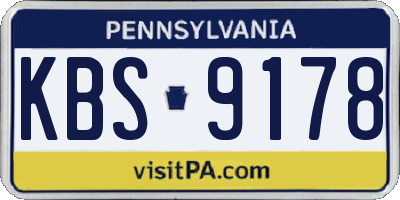PA license plate KBS9178