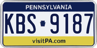 PA license plate KBS9187