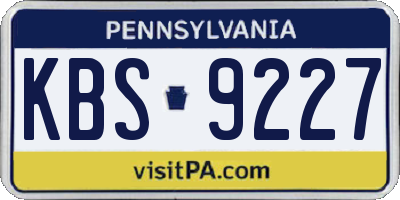 PA license plate KBS9227
