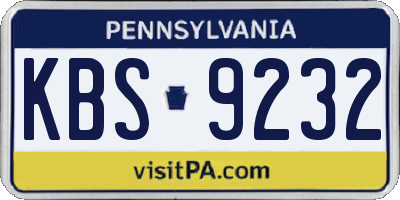PA license plate KBS9232