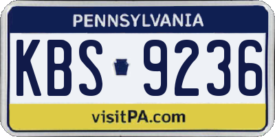 PA license plate KBS9236