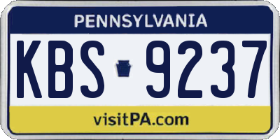 PA license plate KBS9237