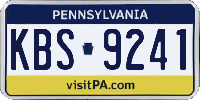 PA license plate KBS9241
