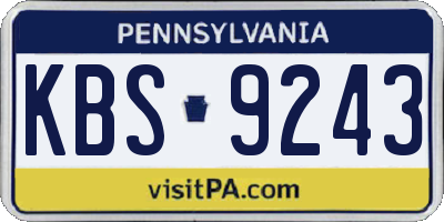 PA license plate KBS9243