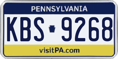 PA license plate KBS9268