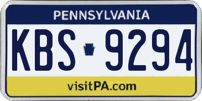 PA license plate KBS9294