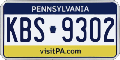 PA license plate KBS9302