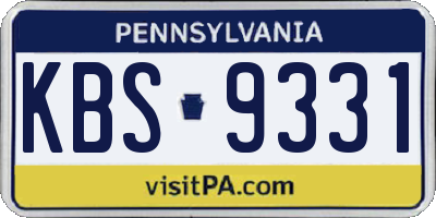 PA license plate KBS9331
